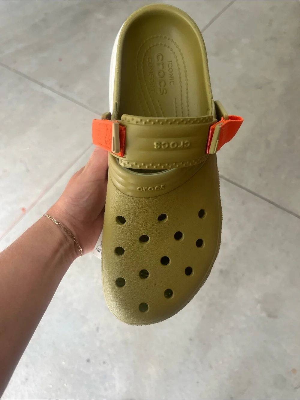 CROCS Duet Max II Clog - Green with Orange Strap